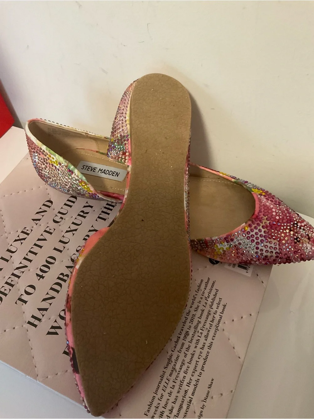 Steve Madden Pink Crystal Embellished Pointed-Toe Flats Size 10